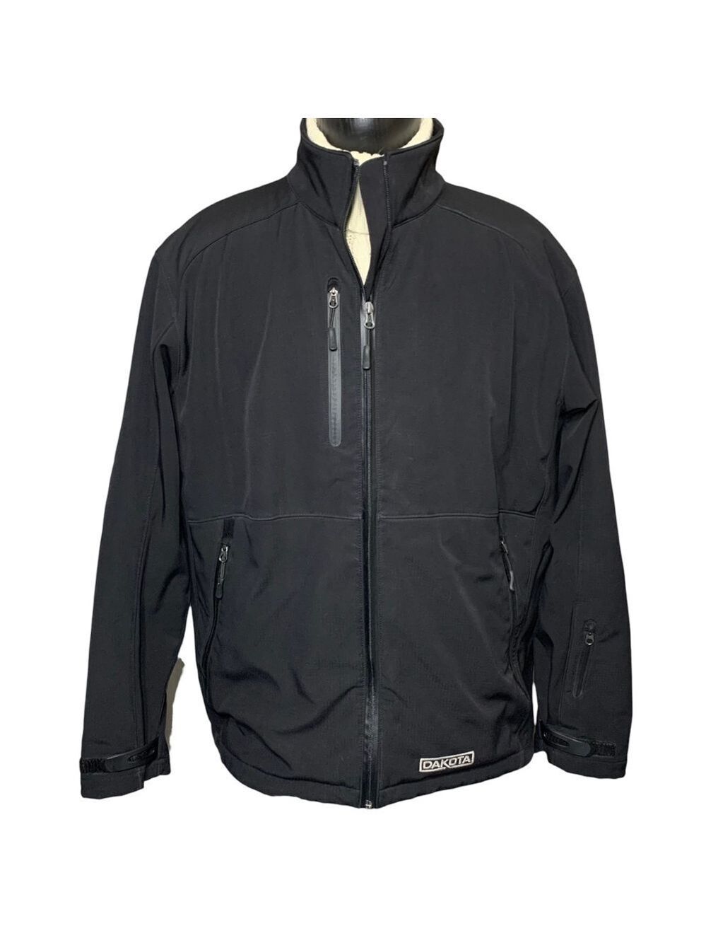Dakota Rip-Stop Black Soft Shell Jacket Men Sz XL Fleece Lined Light Casual Coat